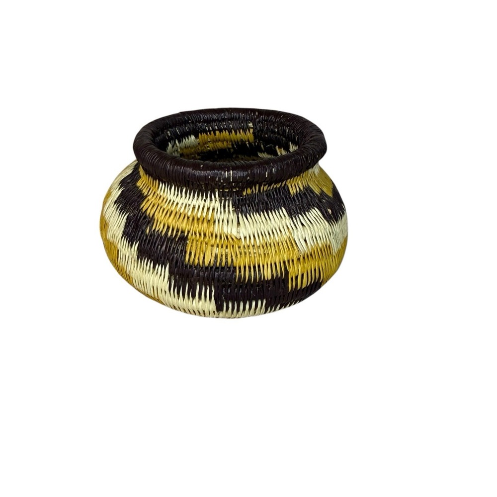 Indigenous Panama Village Handwoven Basket Small Size Woven Basket